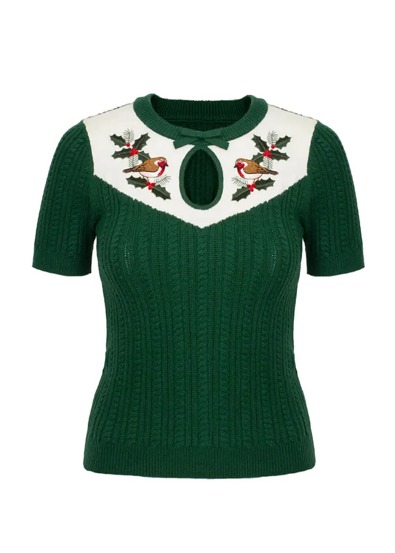 Hell Bunny Robin 40s Green Sweater