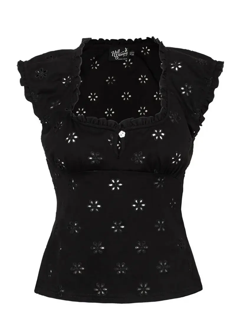 Hell Bunny Sammy Jo 60's Top Black