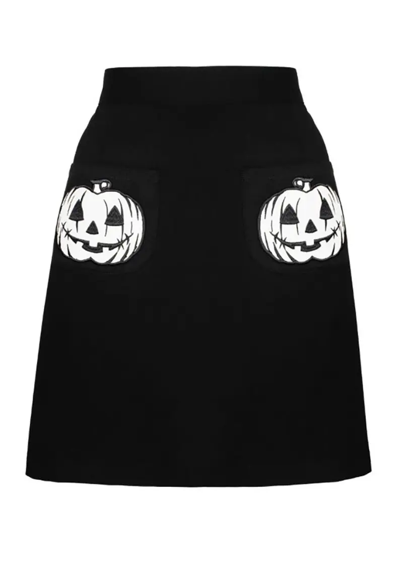 Hell Bunny Skelli Skulls Short Skirt Black