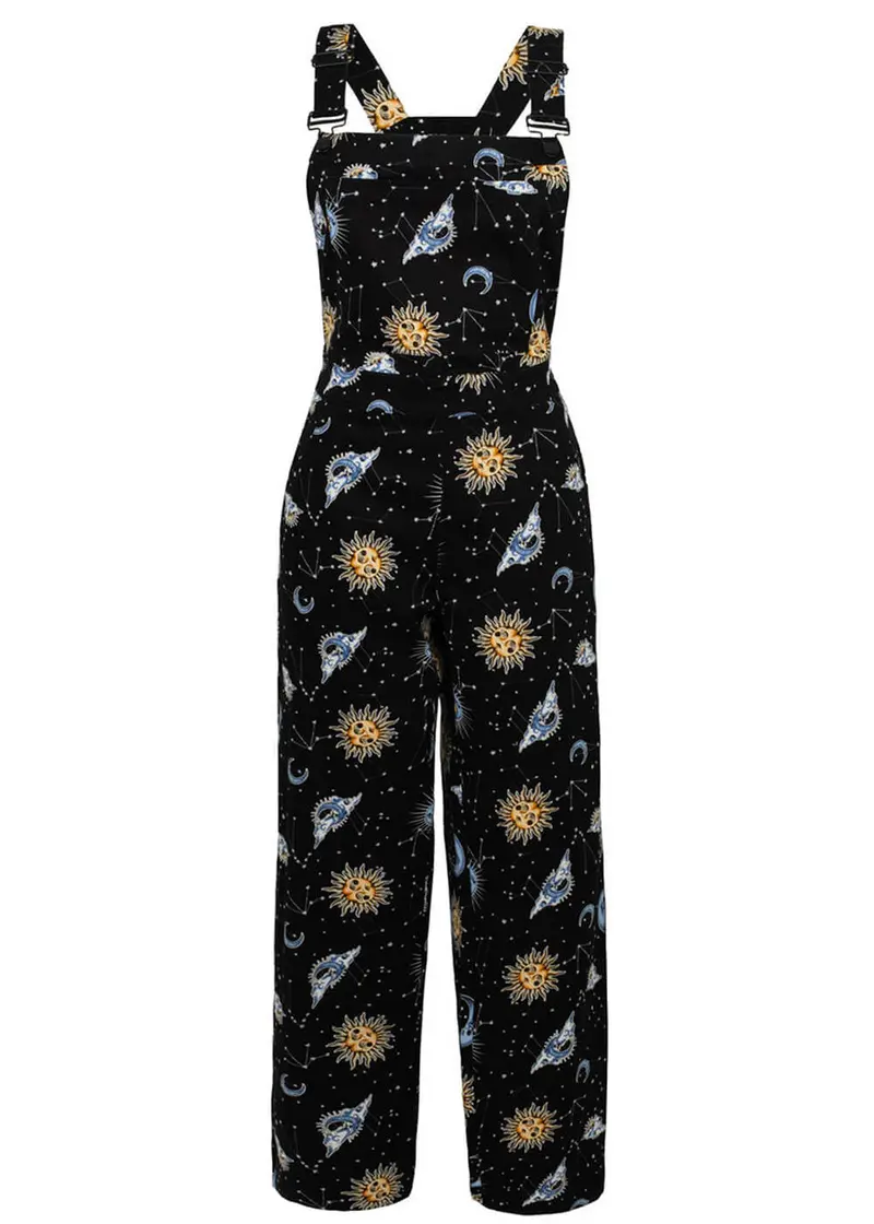 Hell Bunny Solaris Black Dungarees