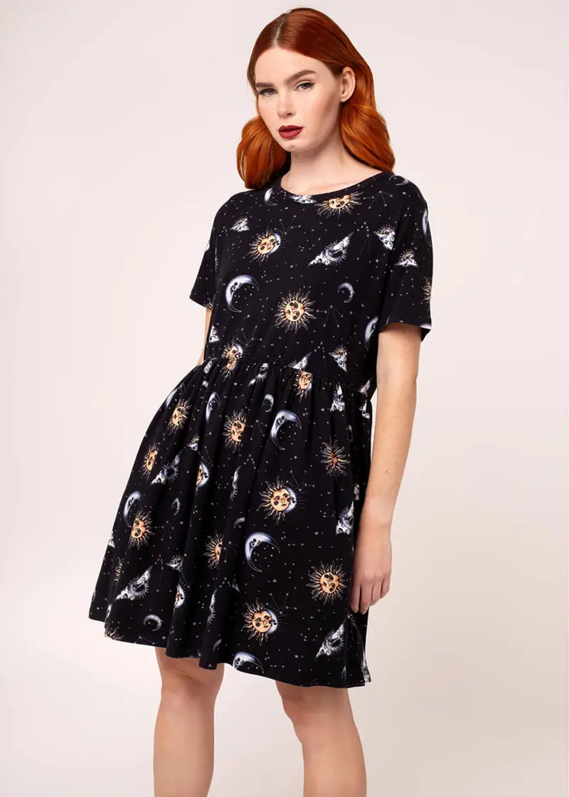 Hell Bunny Solaris Moon 60's Mini Dress Black