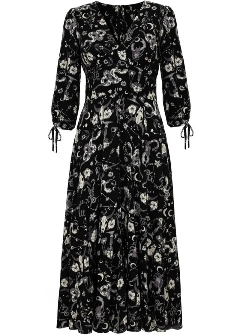 Hell Bunny Star Sign 70's Midi Dress Black