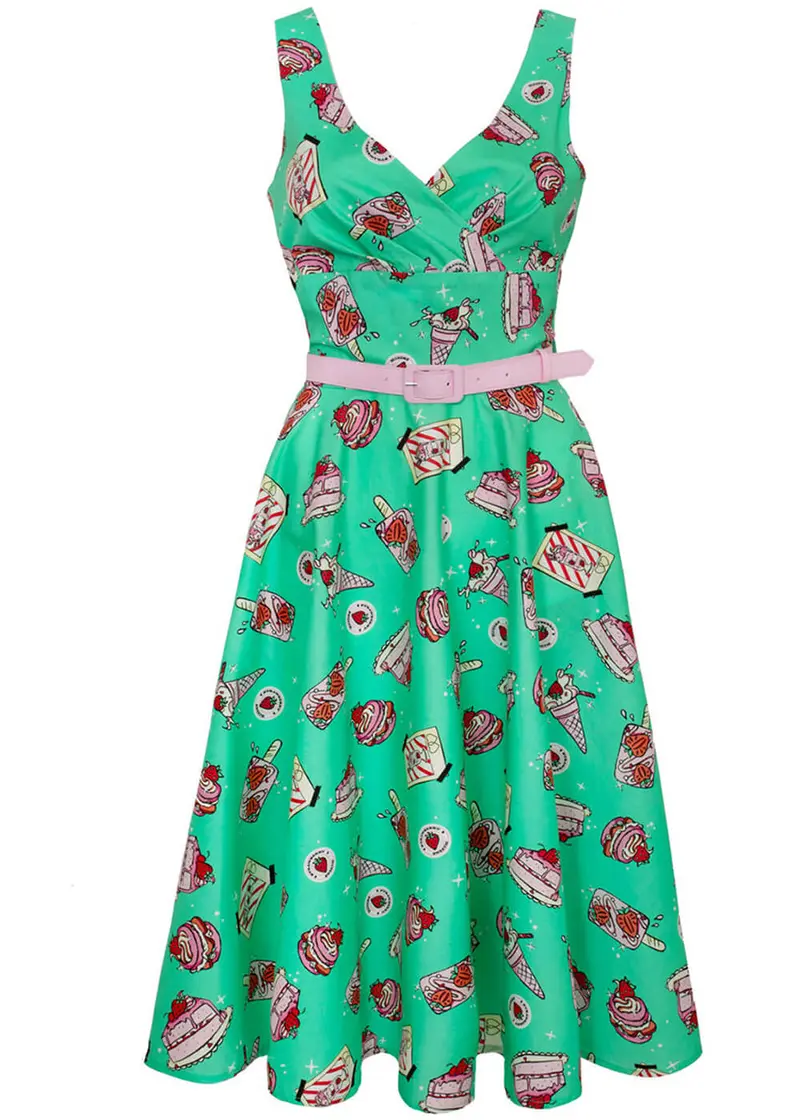 Hell Bunny Sweetie Pie 50s Swing Dress Green