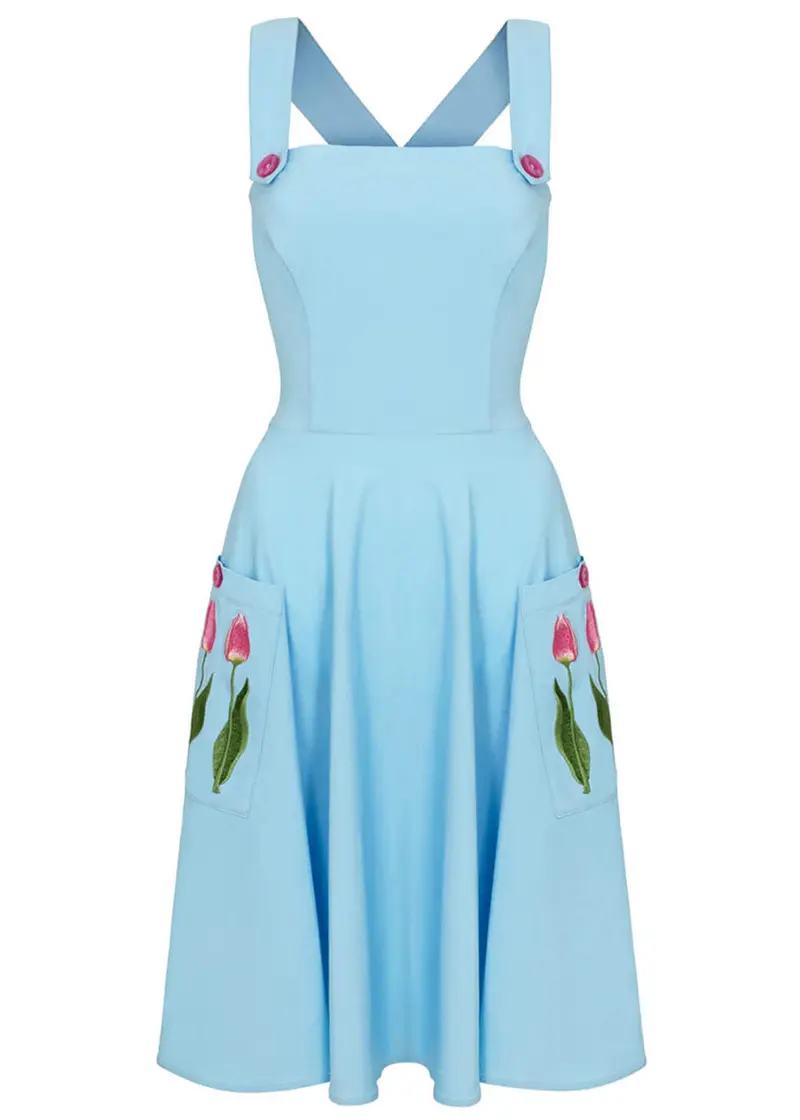 Hell Bunny Tulip 50s Swing Dress Blue