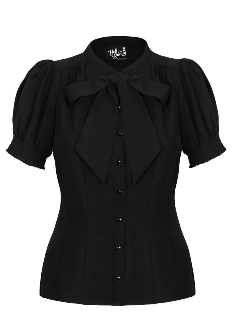 Hell Bunny Turner 40s Blouse Black