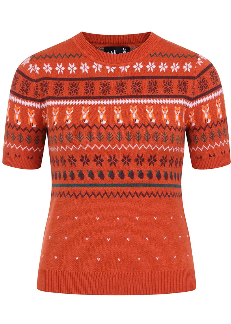 Hell Bunny Vixey 60s Brown Knit Top