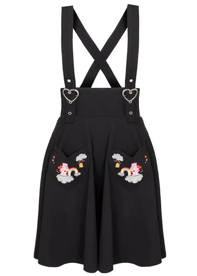 Hell Bunny x Care Bears Love-A-Lot 50's Swing Skirt Black