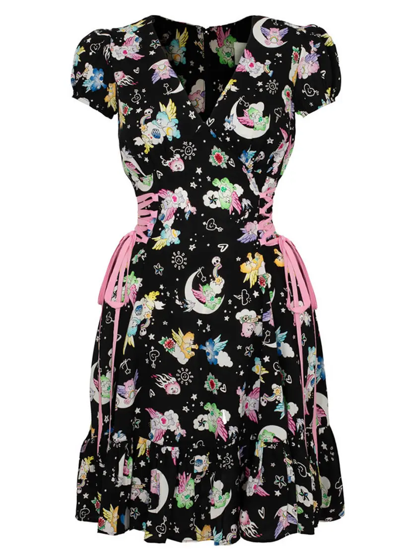 Hell Bunny x Care Bears Roxi 90s Short Dress Black