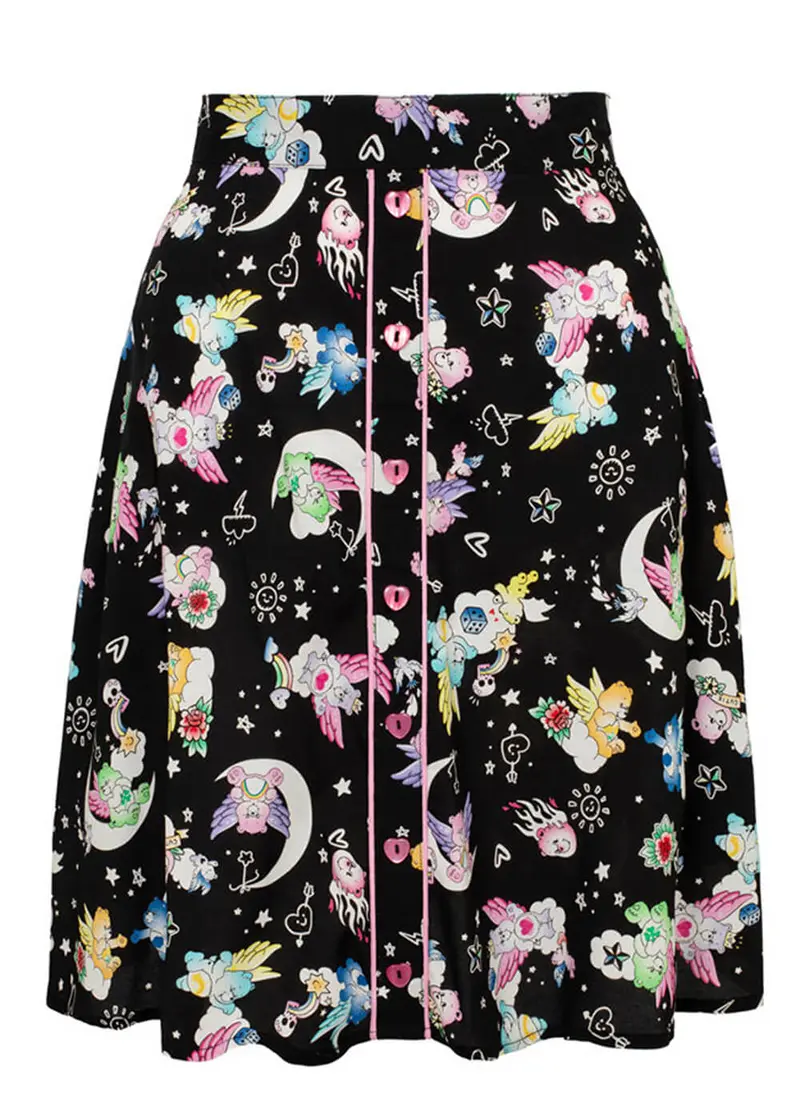 Hell Bunny x Care Bears Roxi 90s Short Skirt Black