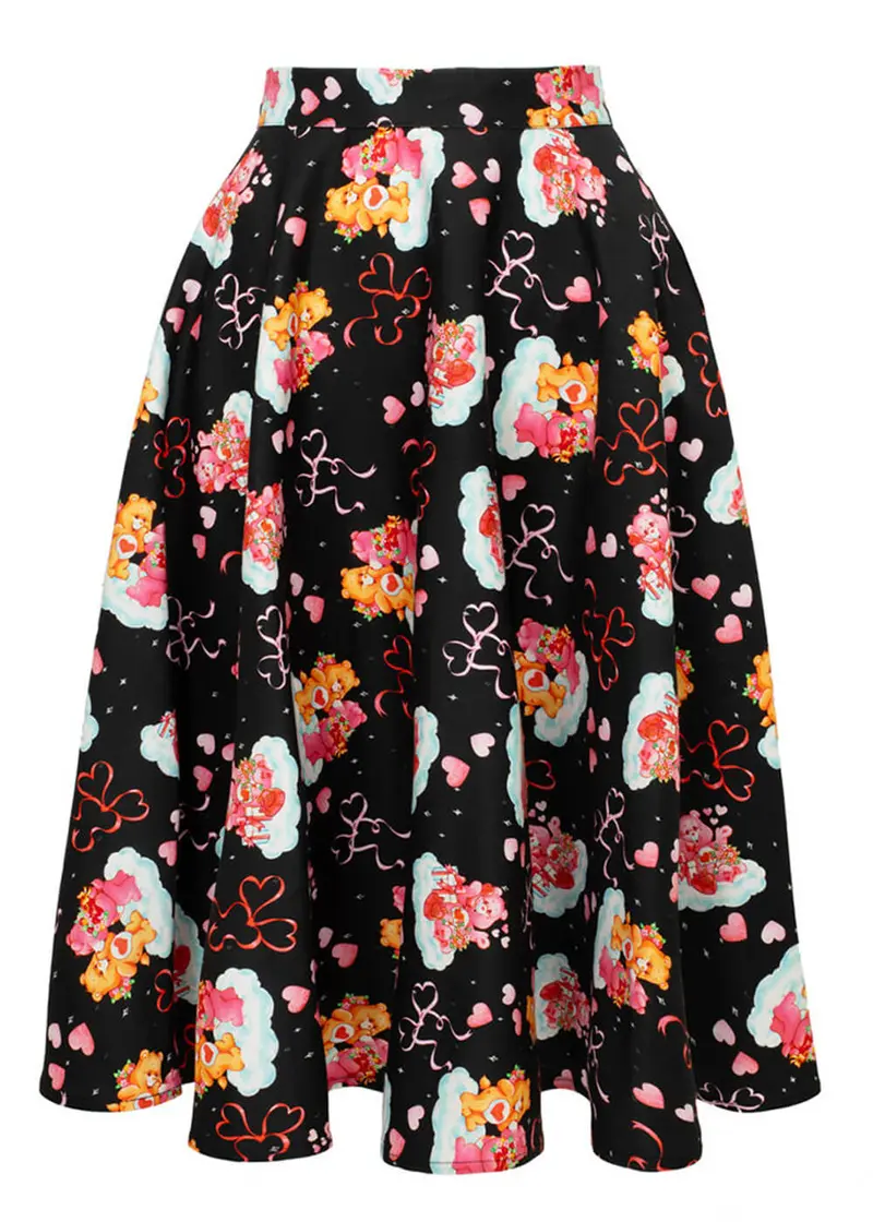 Hell Bunny x Care Bears Tenderheart 50's Swing Skirt Black