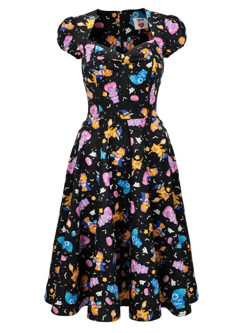 Hell Bunny x Care Bears Trick Or Sweet 50s Swing Dress Black