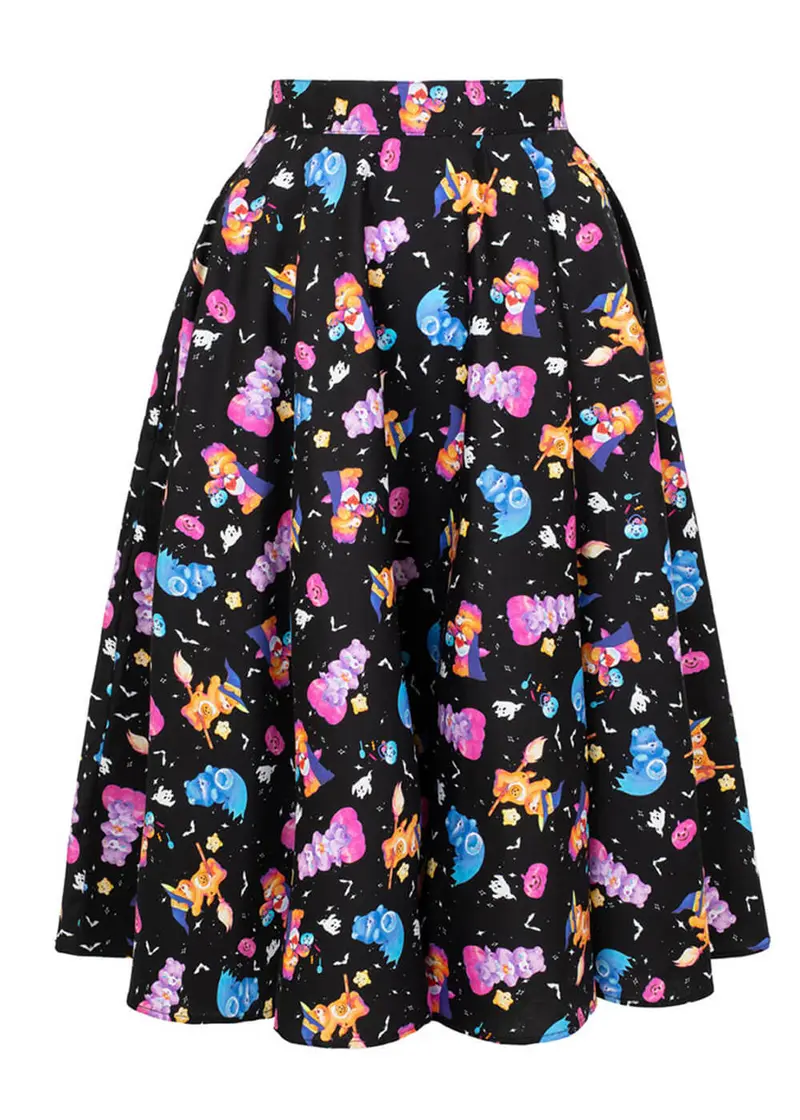 Hell Bunny x Care Bears Trick Or Sweet 50's Swing Skirt Black