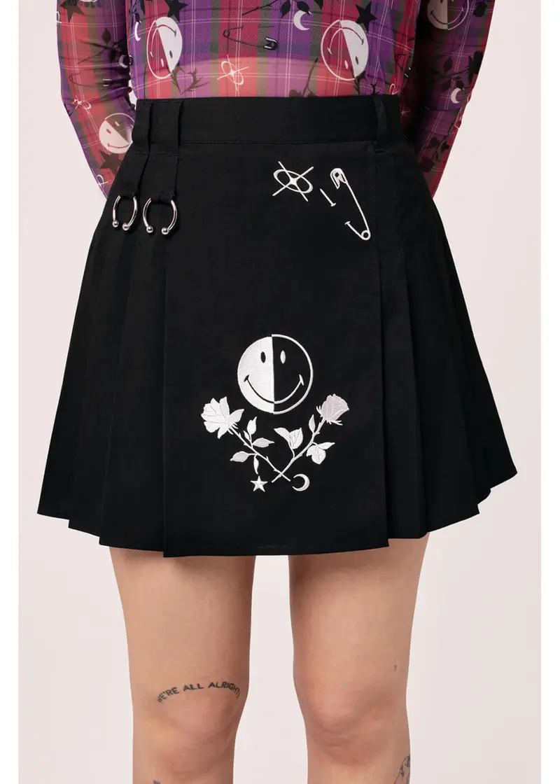 Hell Bunny x Smiley Jayden Mini Skirt Black White