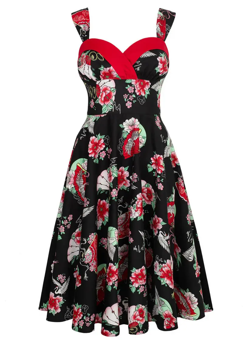 Hell Bunny Yuna 50s Swing Dress Black