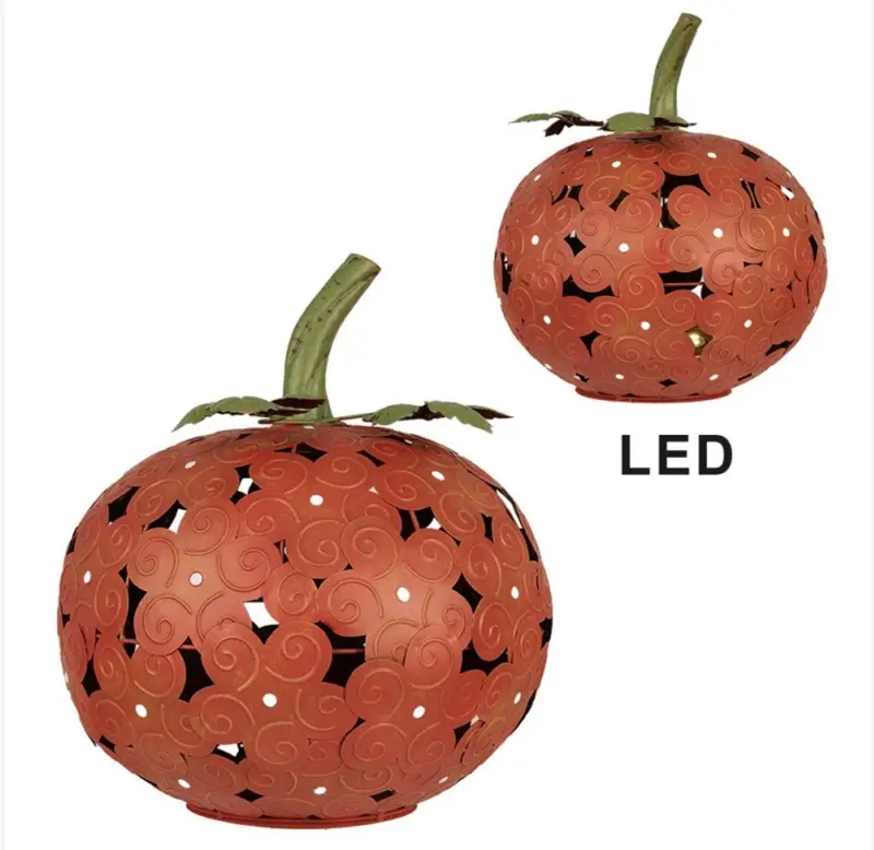 Herfst Decoratiepompoen met LED Oranje Metaal – Ø 34 x 38 cm