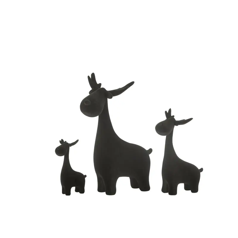 Hert Velours Resin Zwart Set van 3 J-Line
