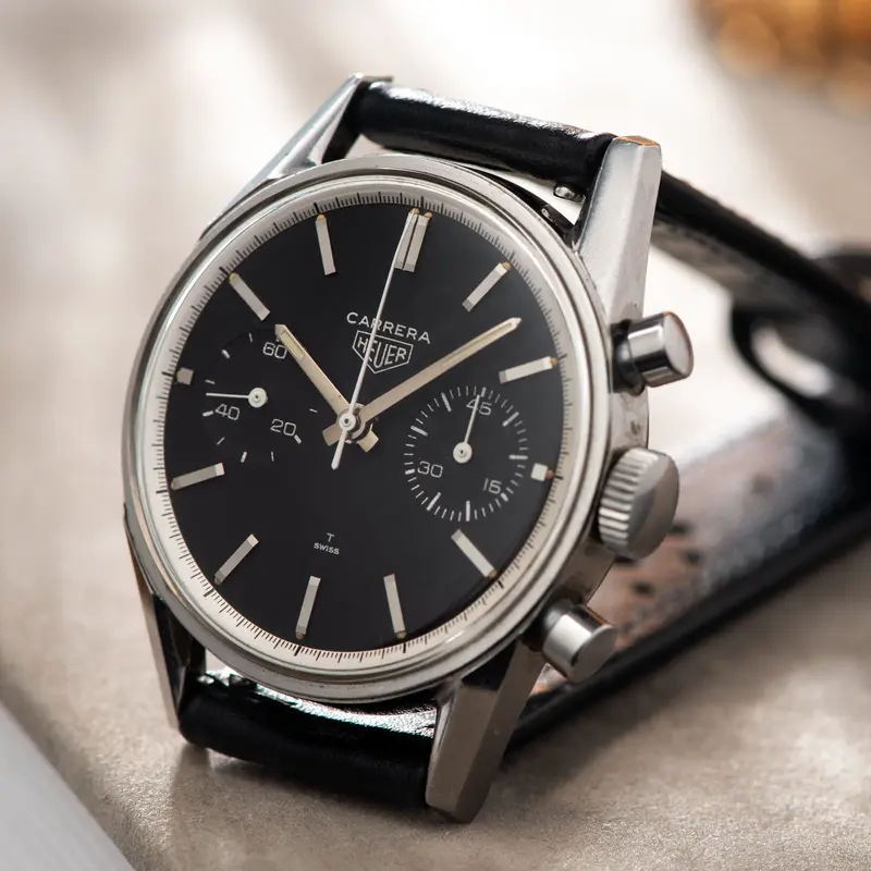 Heuer Carrera Ref 3647 Schwarzes Zifferblatt