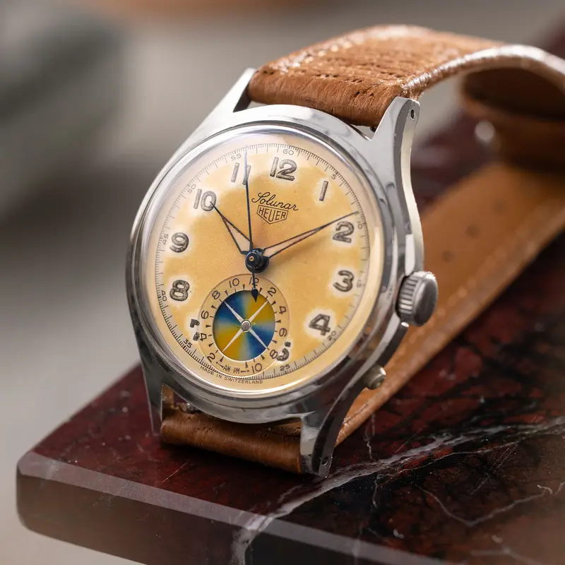 Heuer Solunar Erste Generation In Stahl