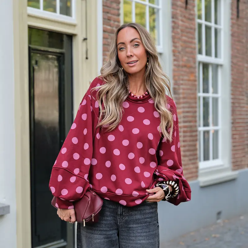 Hip dot sweater burgundy