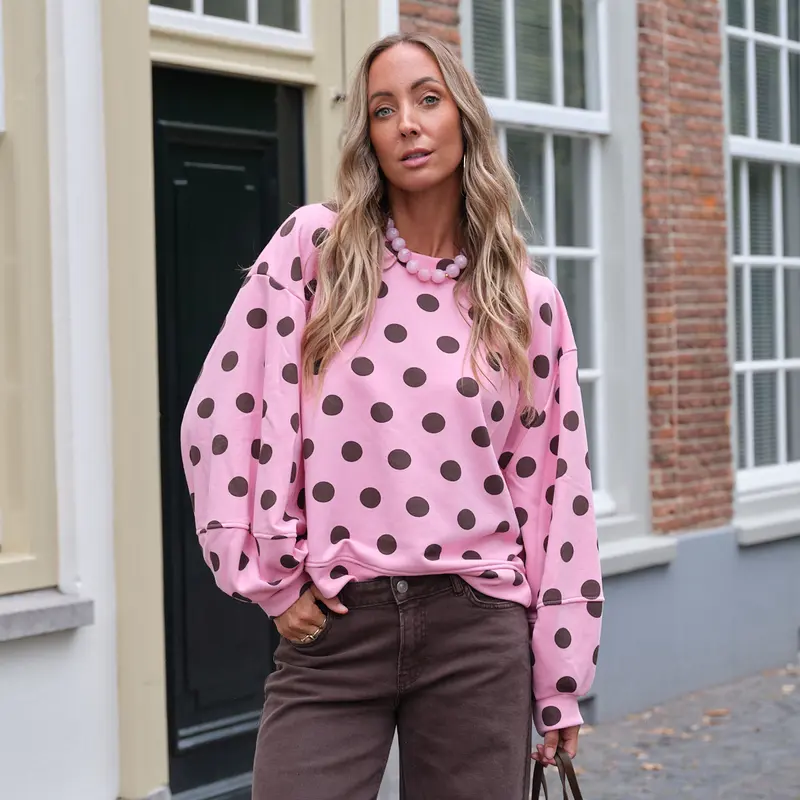 Hip dot sweater roze
