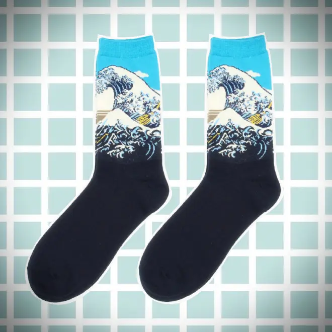 Hokusai Waves Art Crew Socks