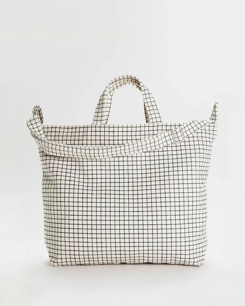 Horizontal Zip Duck Bag - Natural Grid