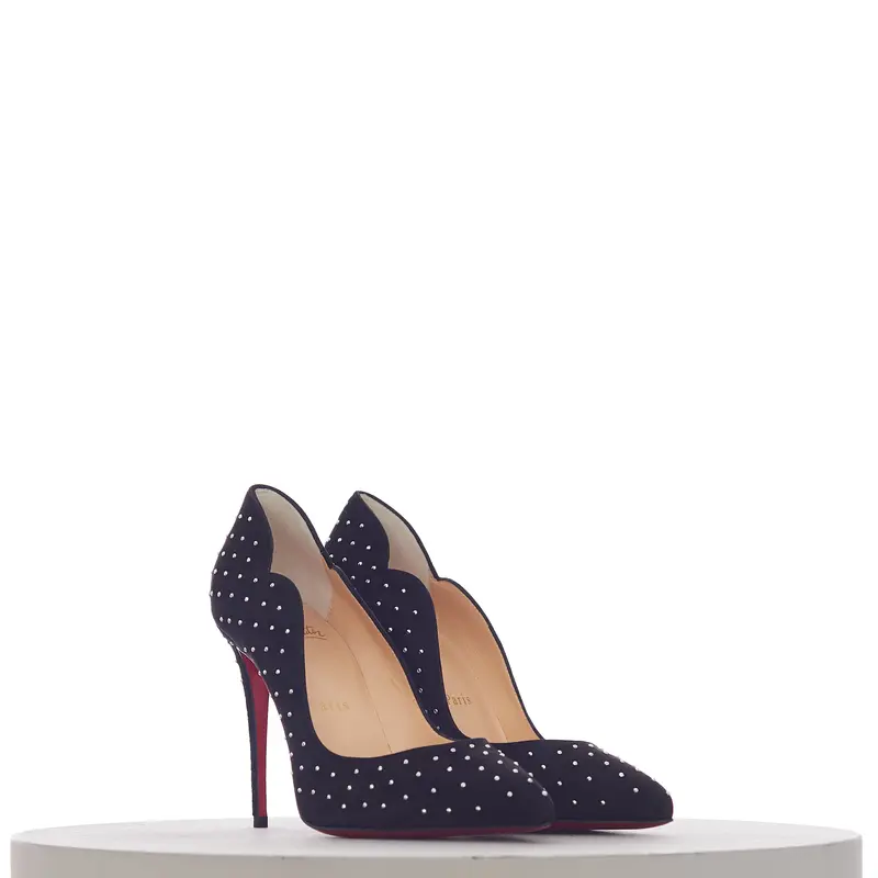 Hot Chick Plume 100mm Pumps In Black Veau Velour & Strass