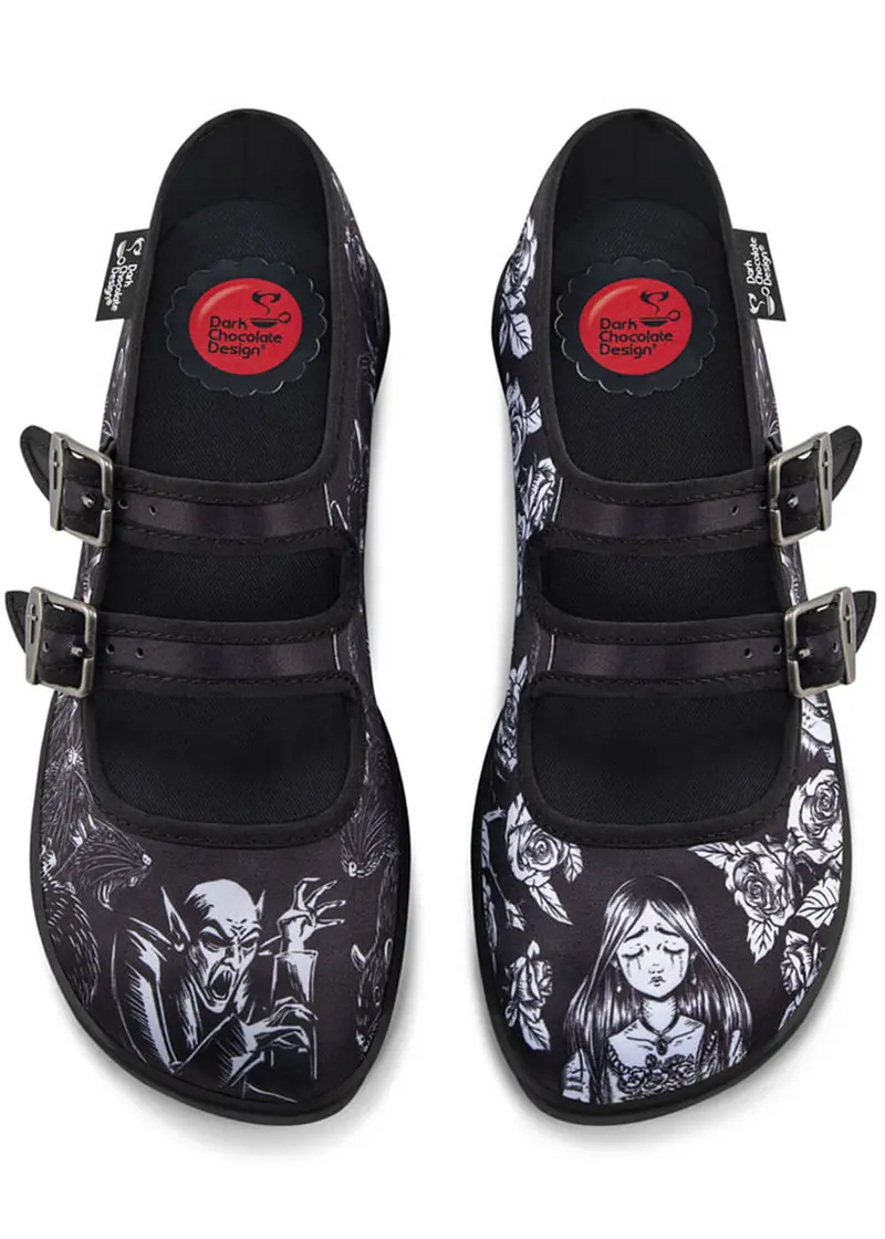 Hot Chocolate Design Death Stalks Mary Jane Ballet Flats