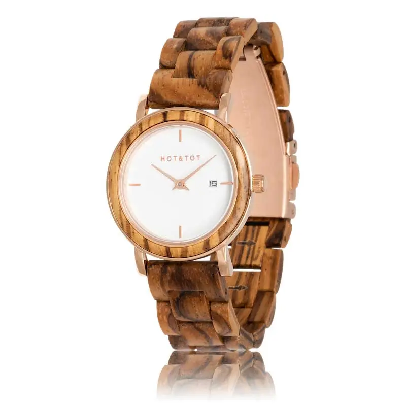 HOT&TOT | EOS HOUTEN DAMESHORLOGE | 32MM | ROSEGOUD | ZEBRANOHOUT