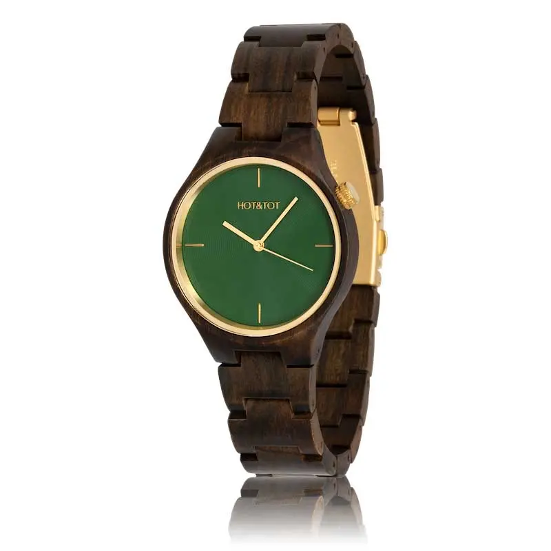 HOT&TOT | SILVA HOUTEN HORLOGE | 40MM | GOUD | SANDELHOUT