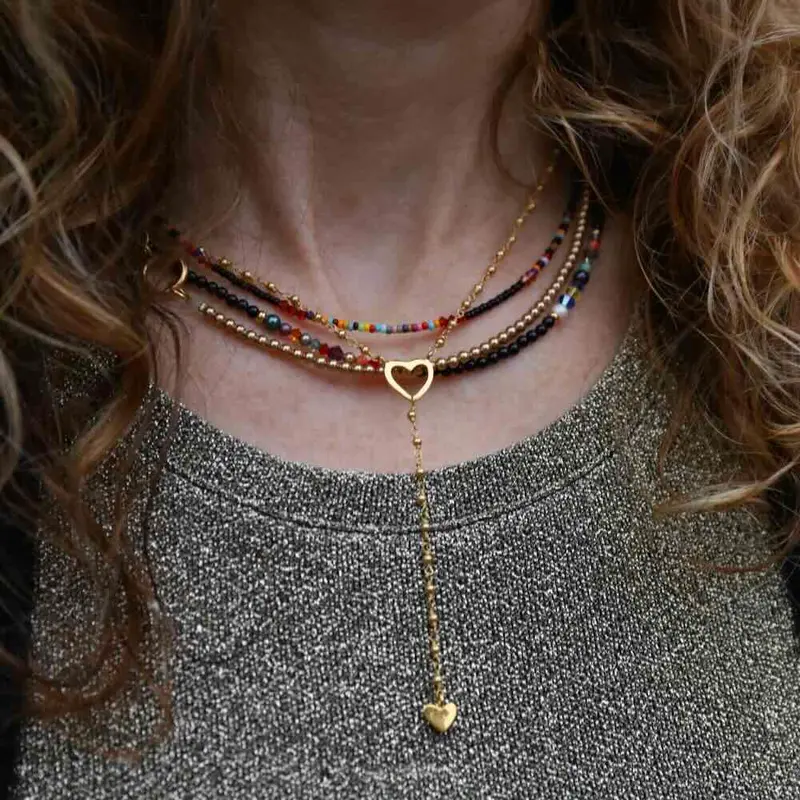ibu jewels ketting heart drop gold