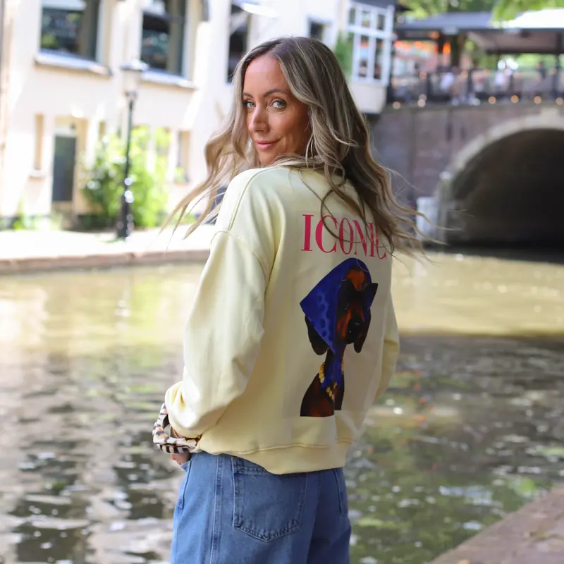 Iconic dog sweater geel