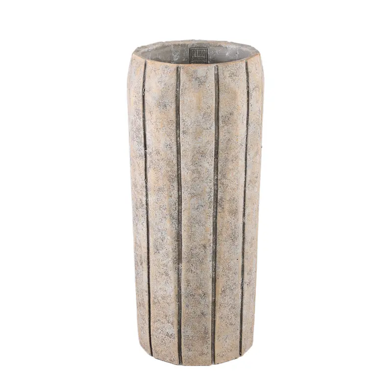 Imani Taupe Cement Pot High With Stripes L PTMD