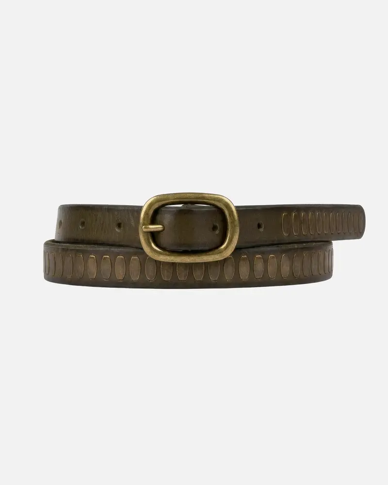 Ines│Premium Handgemaakte Lederen Riem met Antieke Messing Hardware
