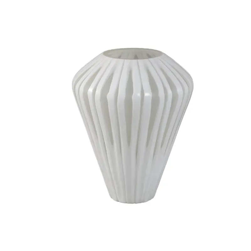 Ireka White Handcut Solid Glass Angular Round M PTMD