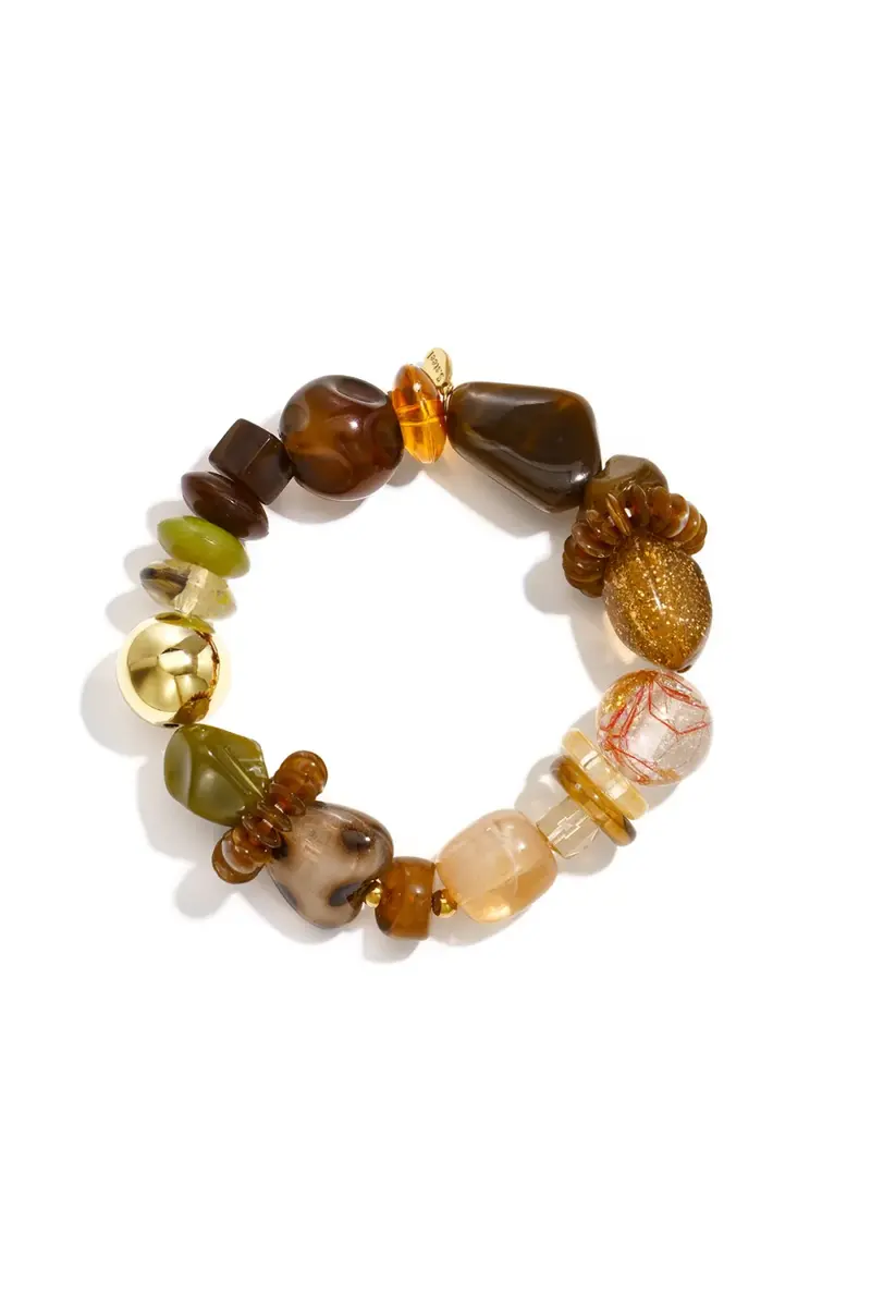 Irregular Bead Bracelet brown ecru