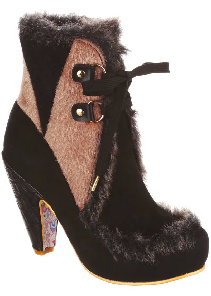 Irregular Choice Apple Turnover Black Boots