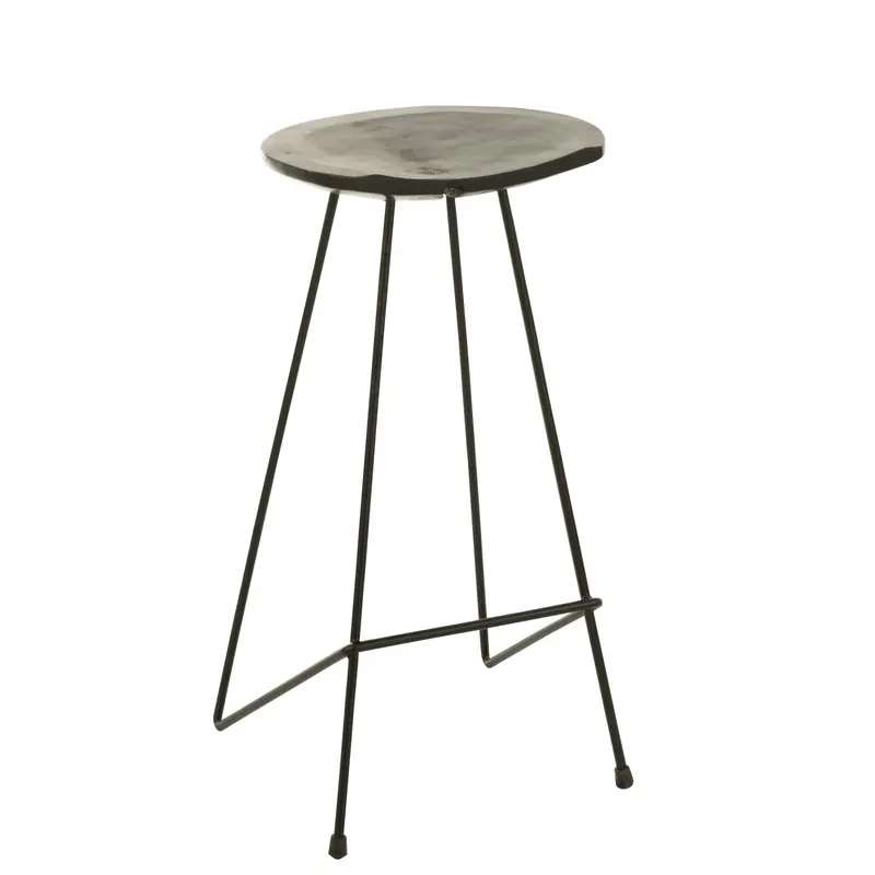 J-Line Barstoel Teak Hout/IJzer Zwart