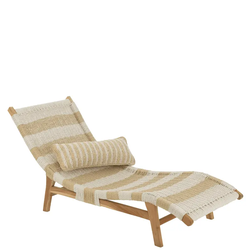 J-Line lounger naturel wit met kussen