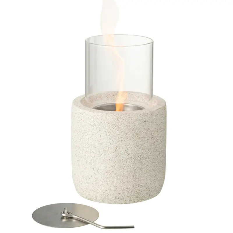 J-Line Tafelhaard Bio-Ethanol Rond Grijs Ø13×22,5 cm