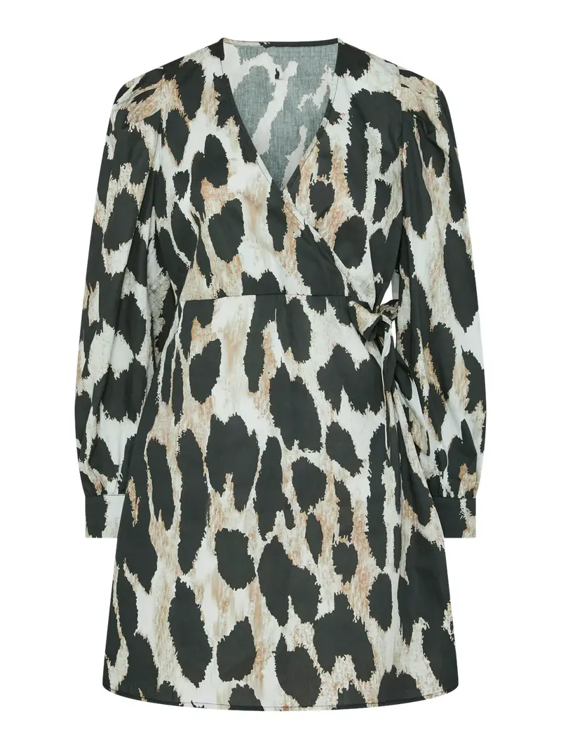 Jade short wrap dress black leo