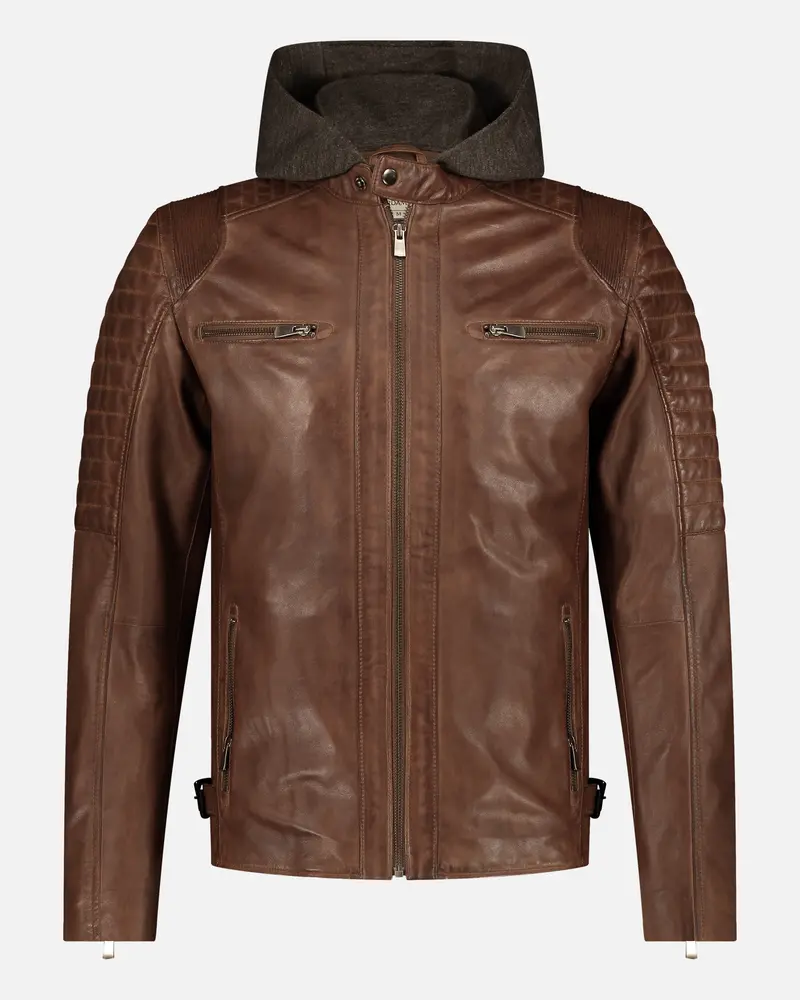Jasper │ Leren Jas met Hoodie