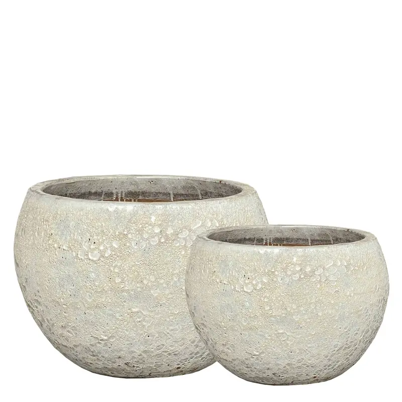 Javier Grey ceramic bowl pot round set of 2 PTMD