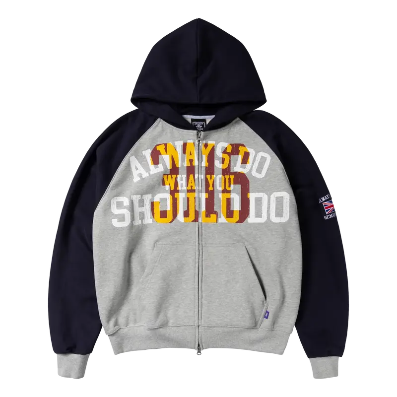 Jersey Raglan Zip Up Hoodie