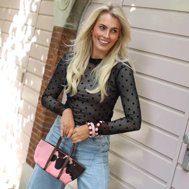 Jeshi high neck top black Dots