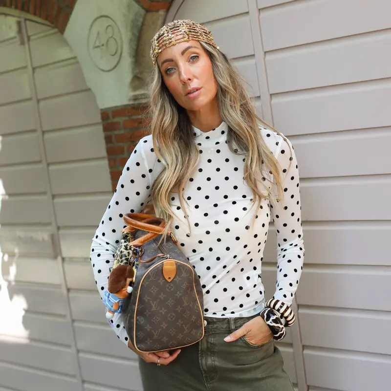 Jeshi high neck top cloud dancer dots