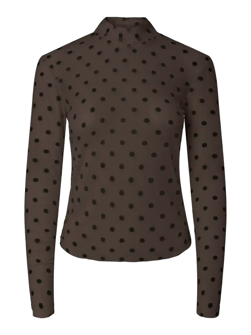 Jeshi high neck top hot fudge dots