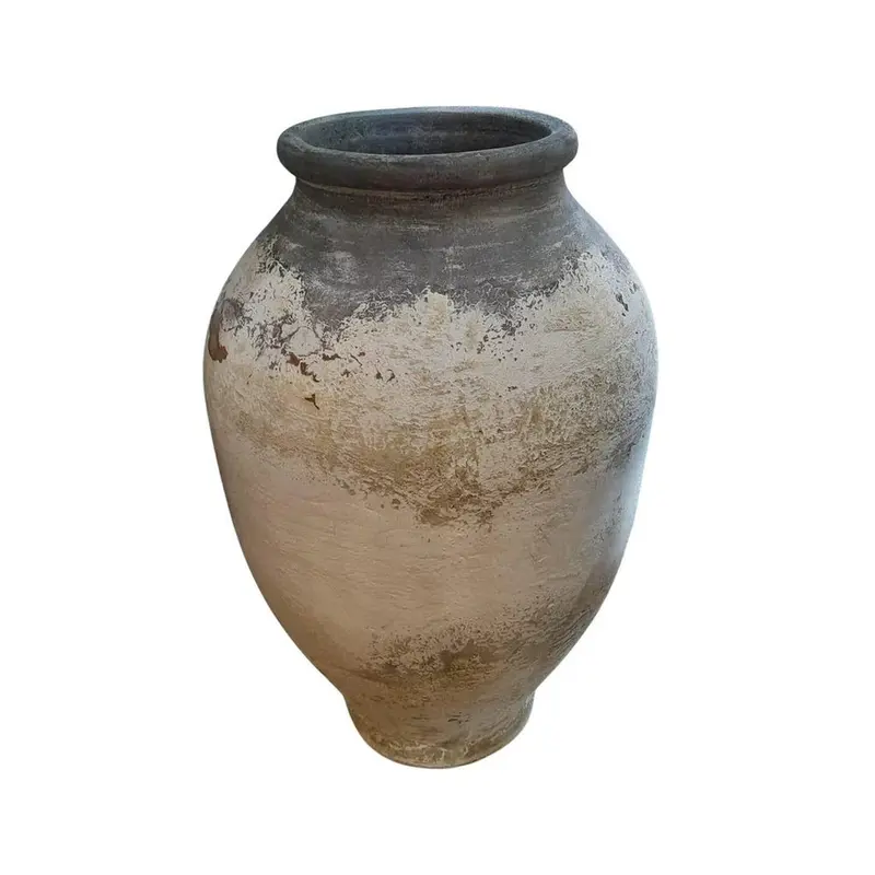 Jinsu White round GRC jar pot dark top PTMD