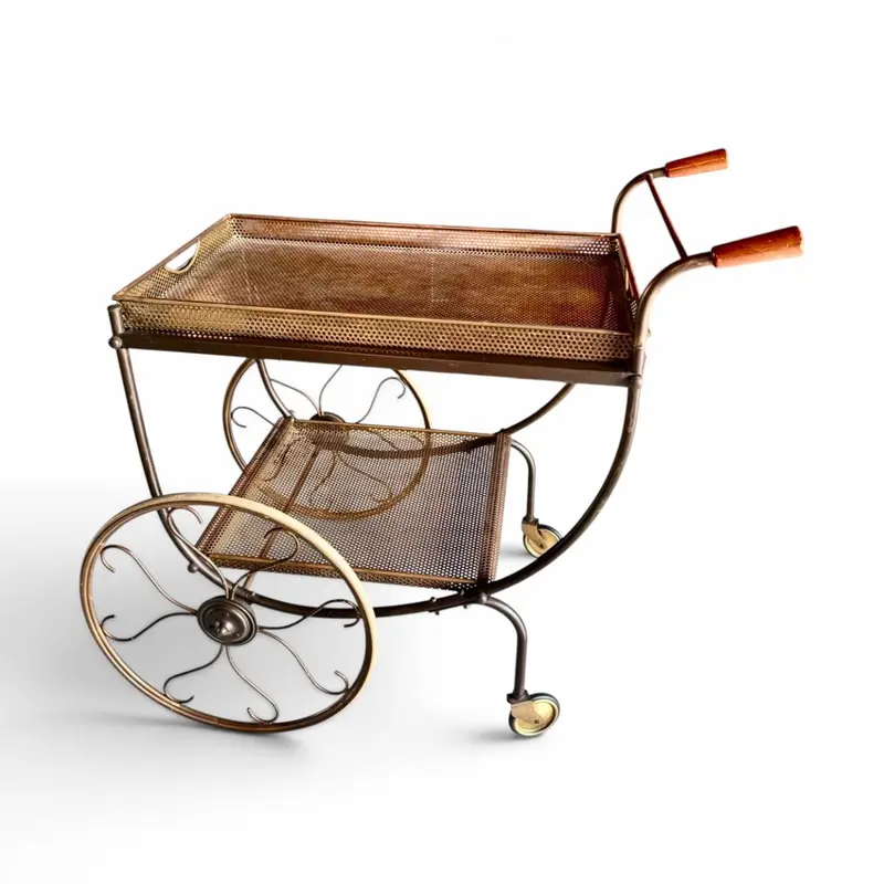Josef Frank serveerwagen in geperforeerd metaal voor Svenskt Tenn, Zweden 1950s
