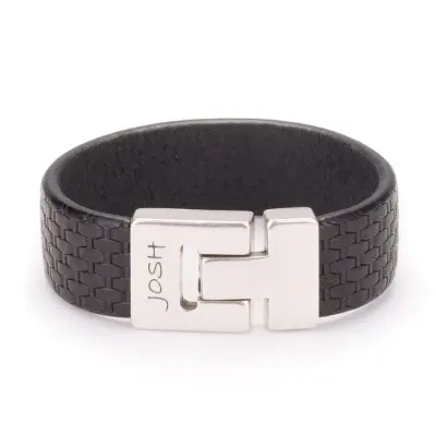 Josh Heren Armband - 24599 Zwart (LENGTE 20.5-22.5CM)